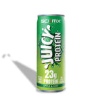 Sci-Mx Juicy Protein Apple and Kiwi can with green label on a white background