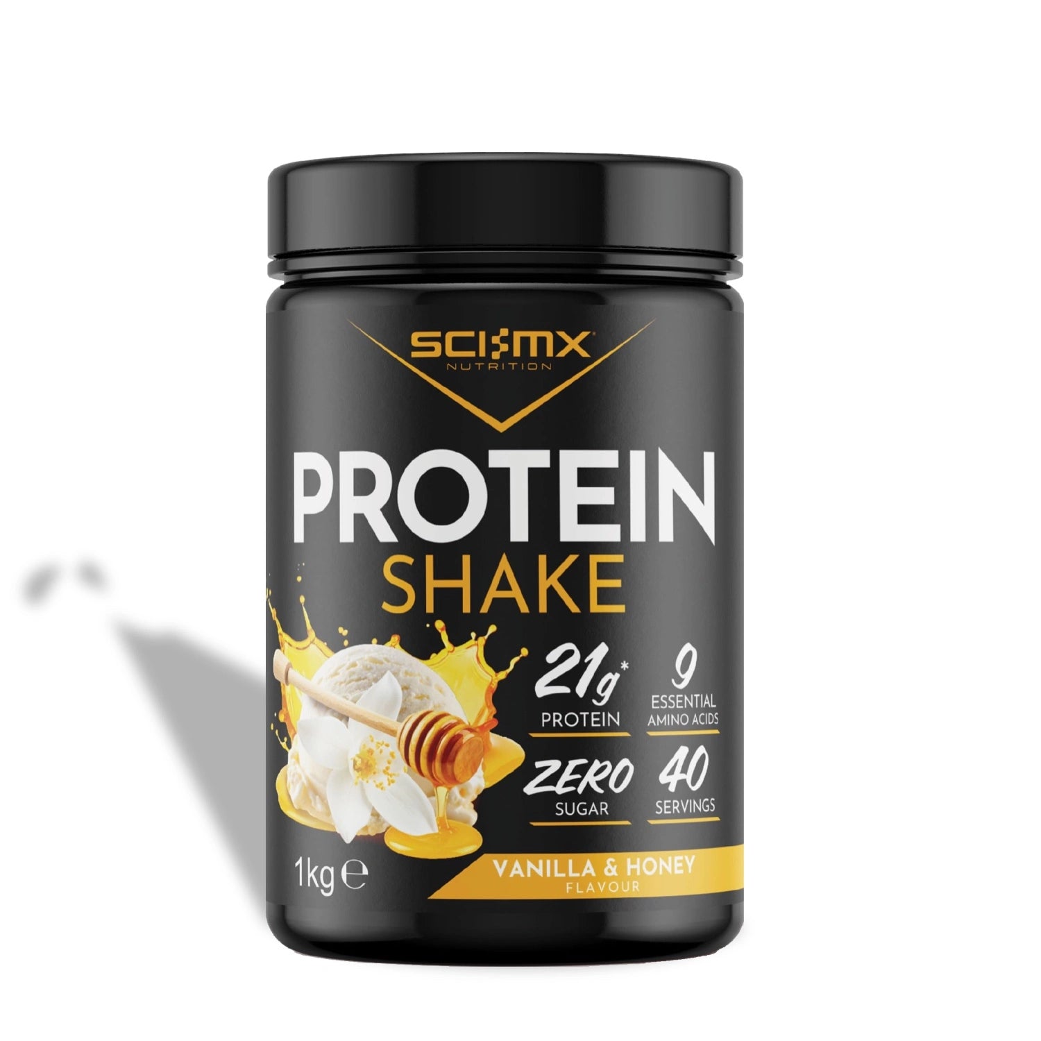 Sci-Mx Nutrition protein shake container on a white background