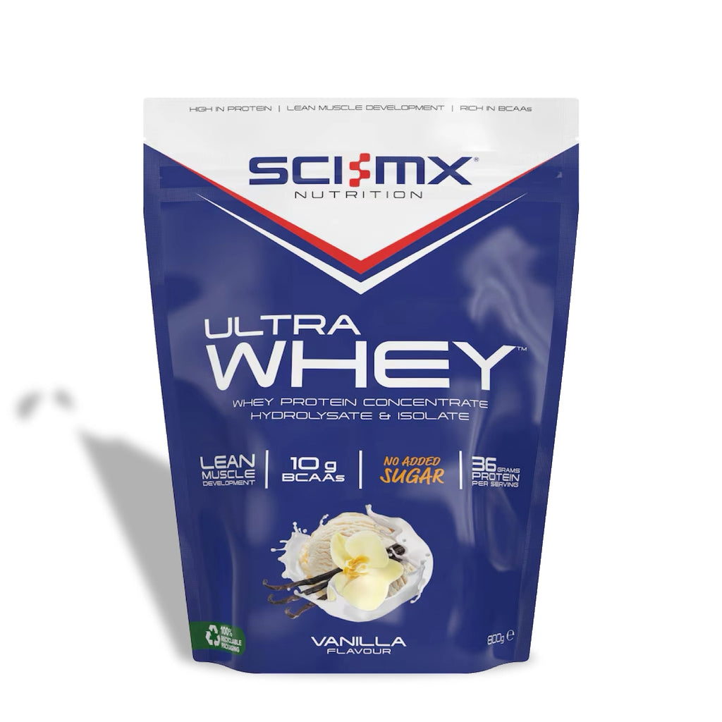 Sci-Mx Nutrition Ultra Whey protein package on a white background
