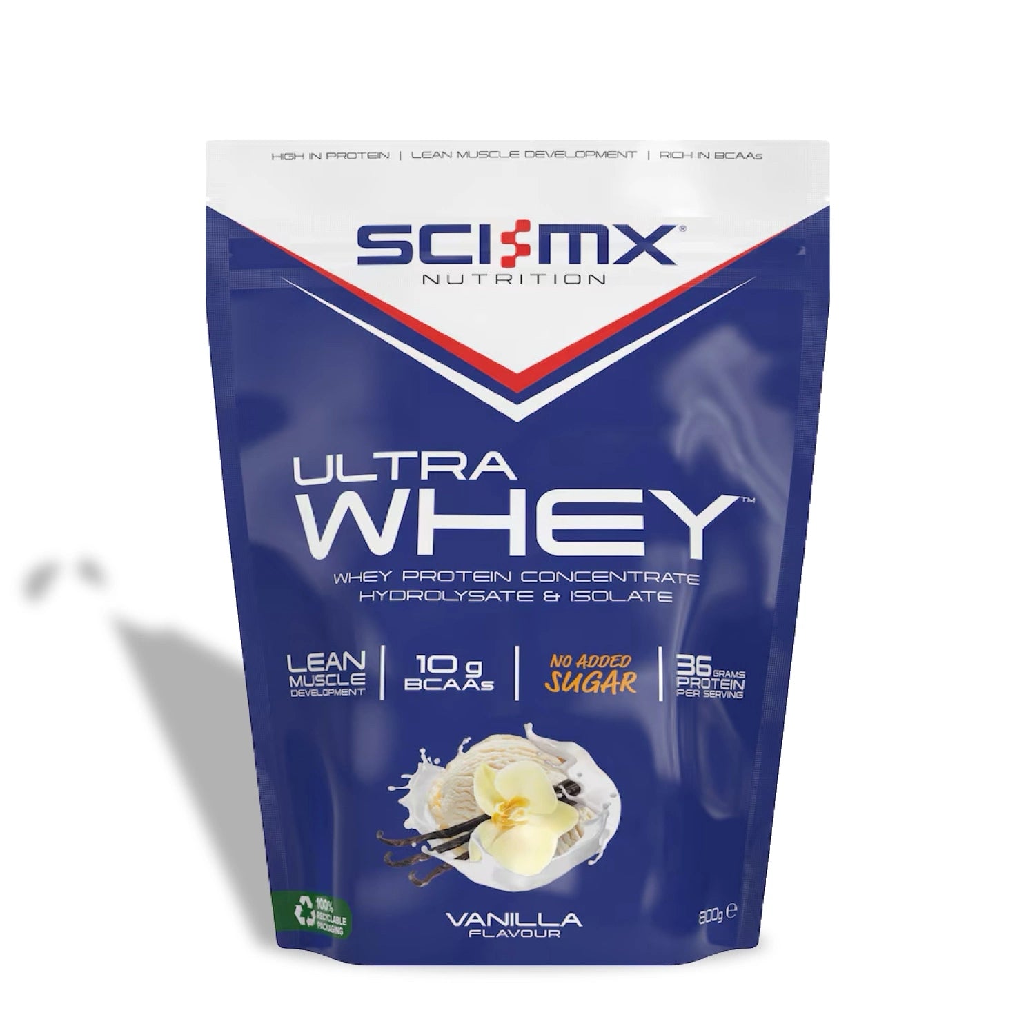 Sci-Mx Nutrition Ultra Whey protein package on a white background