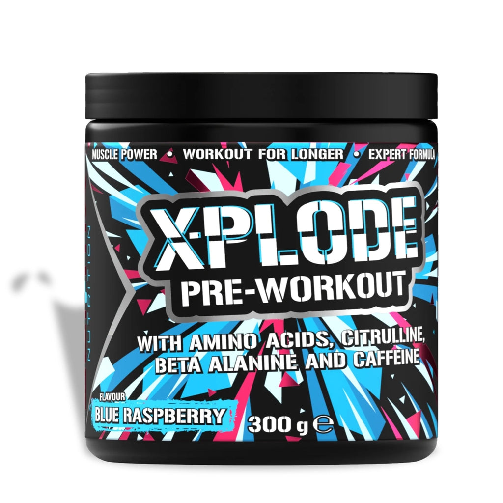 Sci-Mx X-Plode Pre-Workout supplement container with a colourful design on a white background