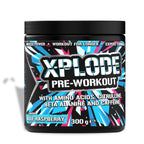 Sci-Mx X-Plode Pre-Workout supplement container with a colourful design on a white background