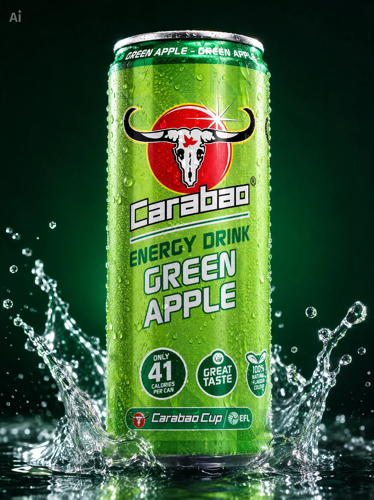 Carabao Energy Drink Green Apple Flavour 330ml