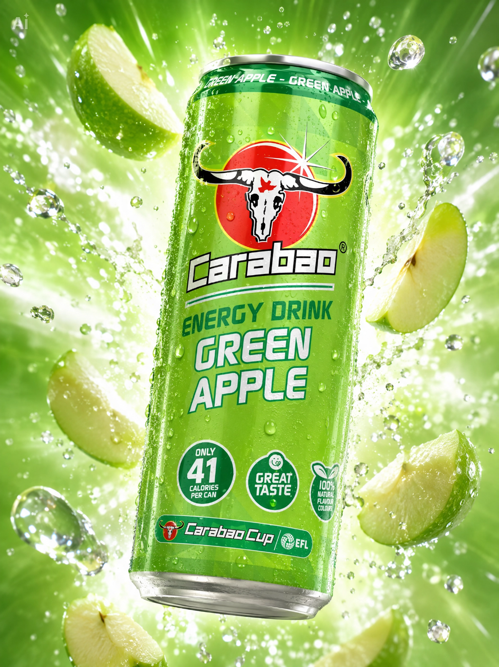 Carabao Energy Drink Green Apple Flavour 330ml
