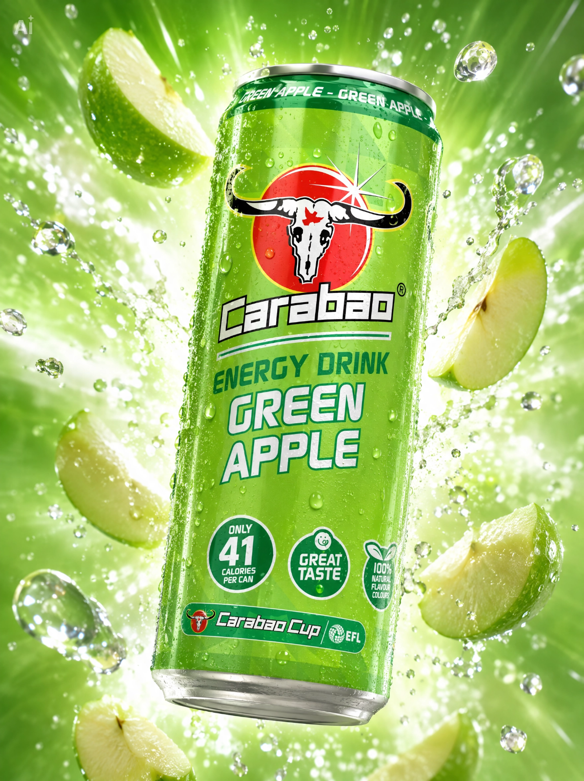Carabao Energy Drink Green Apple Flavour 330ml